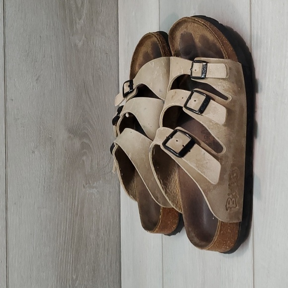 Birkenstock Birkis Women Leather Taupe Sandals shoes sz 37/6 - Picture 3 of 12